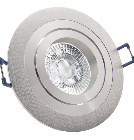 LED Einbaustrahler 230V Noble extra flach 35 mm 5W dimmbar in 3 Stufen - Alu Silber rund