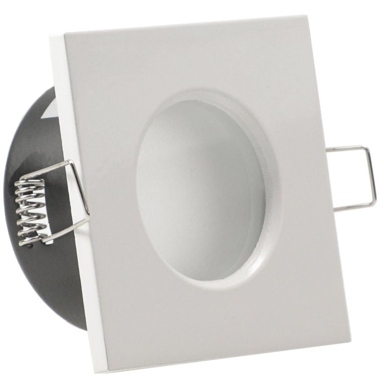 LED Bad Einbaustrahler 230V Aqua Base IP65 mit GU10 7W stufenlos dimmbar - Weiß eckig