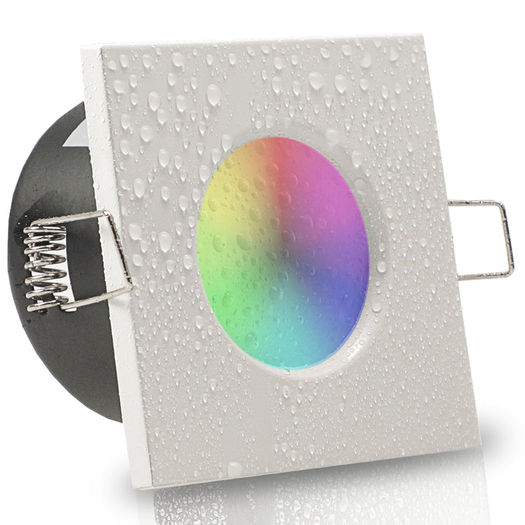LED Bad Einbaustrahler 230V Aqua Base IP65 GU10 Smart 4,7W RGBW - Weiß eckig