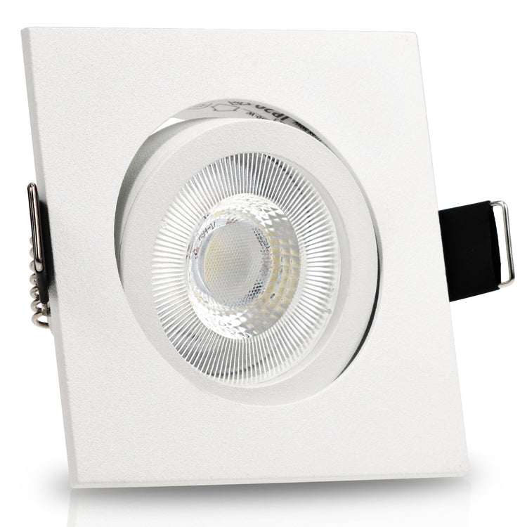 LED Einbaustrahler 230V Set Bianco GU10 7W CRI 95+ Weiß, eckig, geschwenkt
