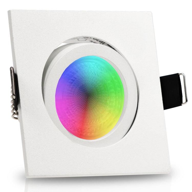 LED Einbaustrahler 230V Bianco GU10 Smart 4,7W RGBW - Weiß eckig schwenkbar 