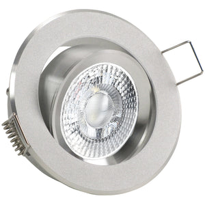 LED Einbaustrahler 230V Binaro mit GU10 7W stufenlos dimmbar - Silber Alu rund schwenkbar 