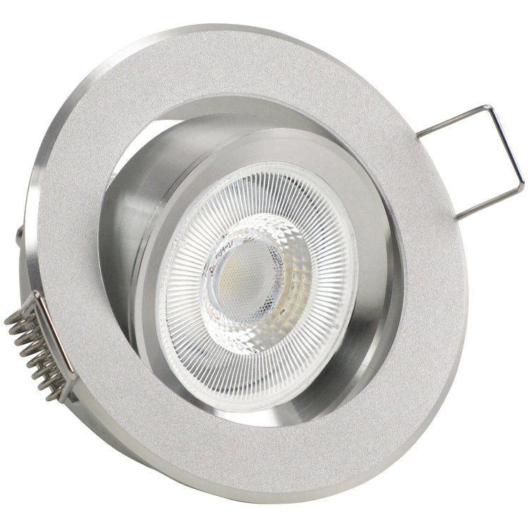 LED Einbaustrahler 230V Set Binaro GU10 7W CRI 95+ Silber Alu, rund, geschwenkt