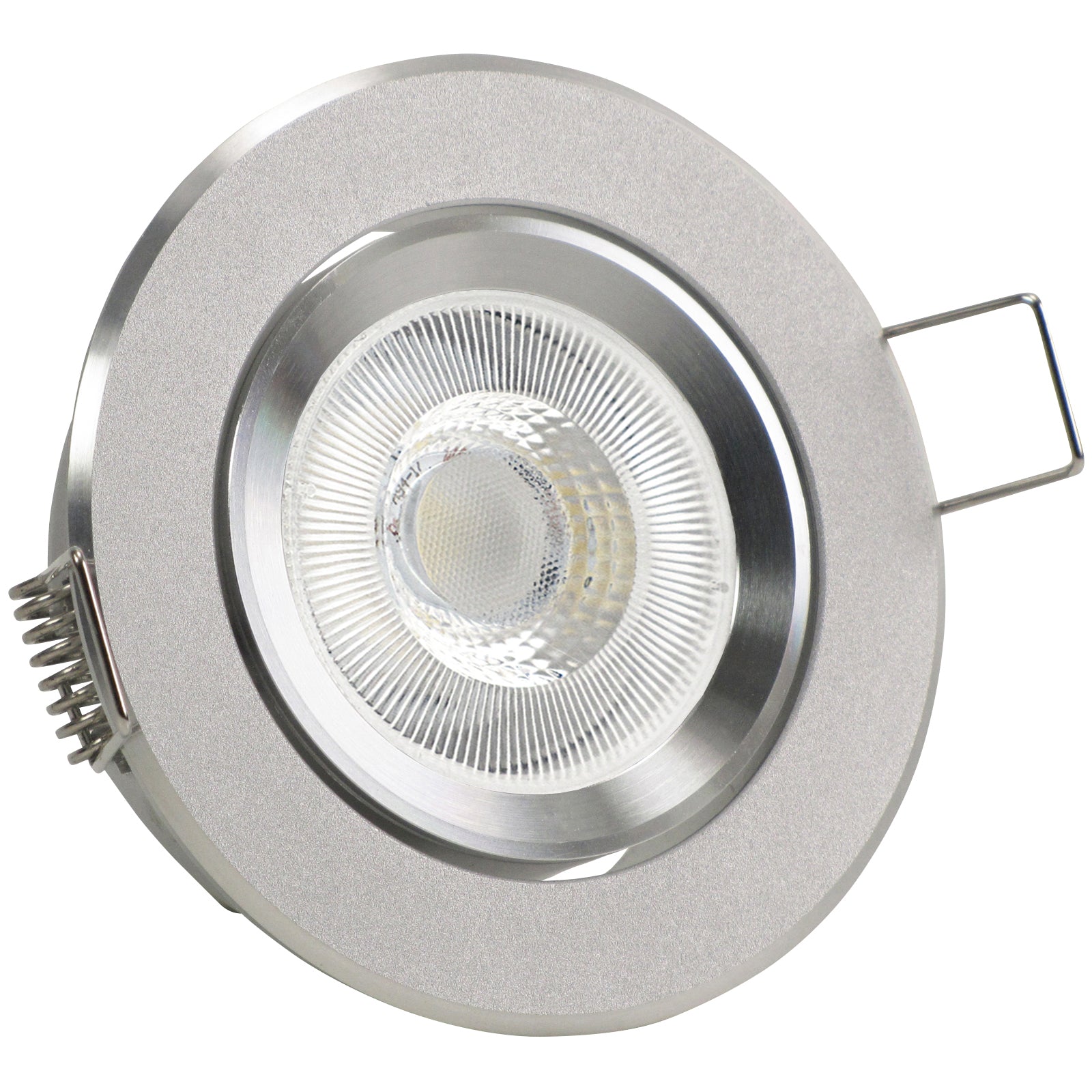 LED Einbaustrahler 230V Set Binaro GU10 7W CRI 95+ Silber Alu, rund, nicht geschwenkt