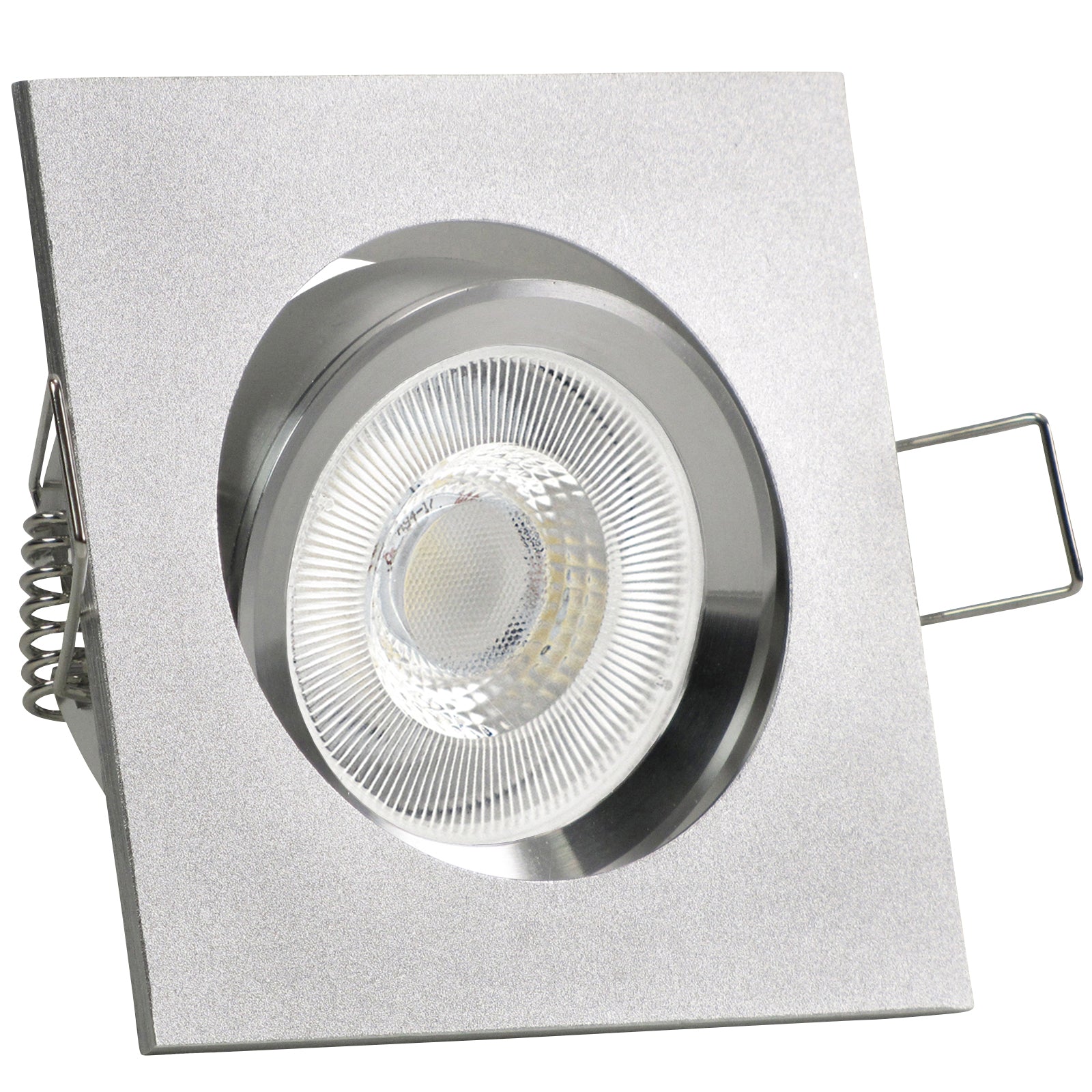 LED Einbaustrahler 230V Set Canto GU10 7W CRI 95+ Silber Alu, eckig, geschwenkt