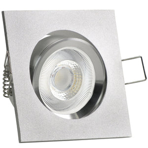 LED Einbaustrahler 230V Set Canto GU10 7W CRI 95+ Silber Alu, eckig, geschwenkt