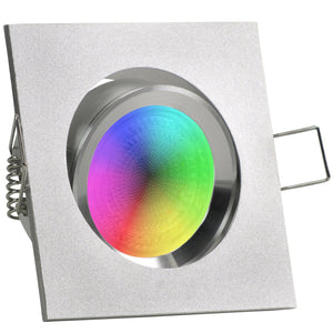 LED Einbaustrahler 230V Canto GU10 Smart 4,7W RGBW - Silber Alu eckig schwenkbar 