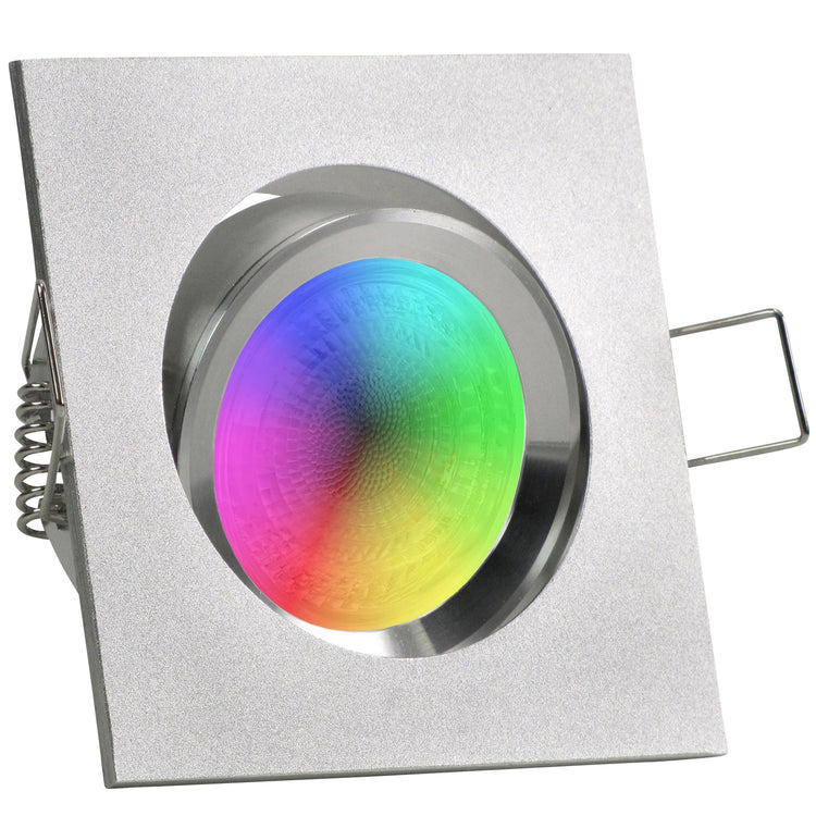 LED Einbaustrahler 230V Canto GU10 Smart 4,7W RGBW - Silber Alu eckig schwenkbar 