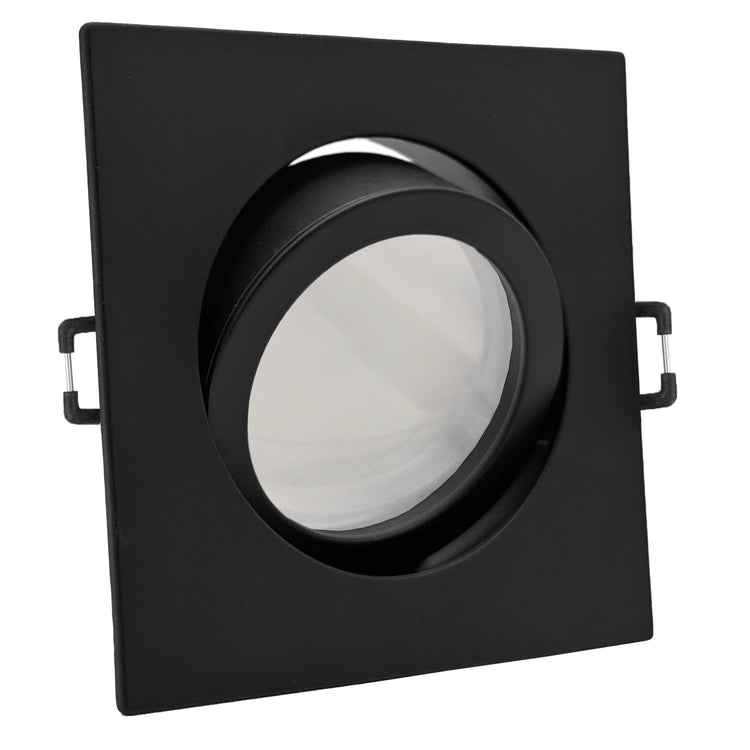 Einbaurahmen Carree-C Schwarz mit Leuchtmittel geschwenkt