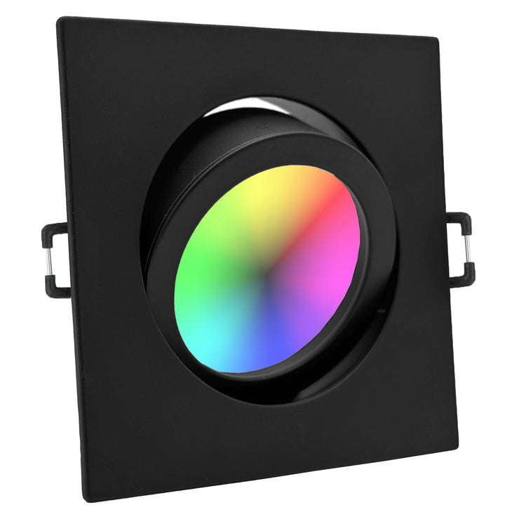 Einbaurahmen Carree-C Schwarz mit Leuchtmittel RGB geschwenkt
