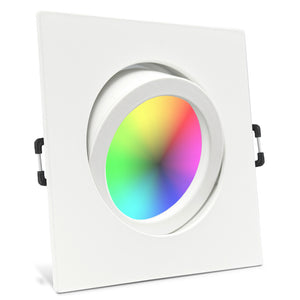 Einbaurahmen Carree-C eckig Weiß mit Leuchtmittel RGB geschwenkt