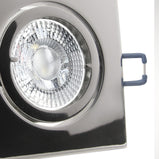 LED Einbaustrahler 230V Carree mit GU10 7W stufenlos dimmbar - Chrom glänzend eckig schwenkbar 