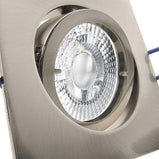 LED Einbaustrahler 230V Carree mit GU10 7W stufenlos dimmbar - Edelstahl gebürstet eckig schwenkbar 