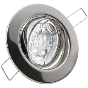 LED Einbaustrahler 230V Decora mit GU10 7W stufenlos dimmbar - Chrom glänzend rund schwenkbar 
