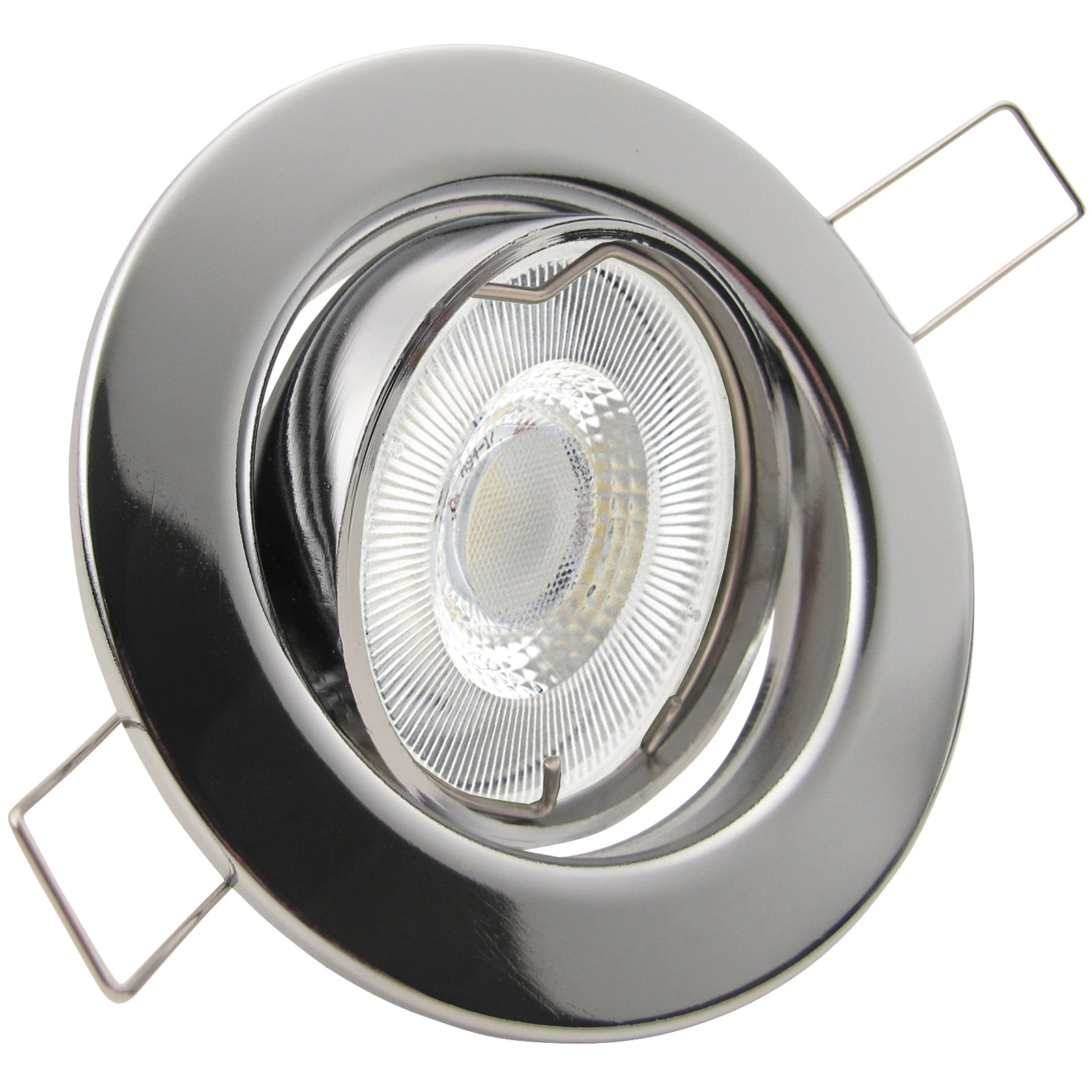 LED Einbaustrahler 230V Set Decora GU10 7W CRI 95+ Chrom glänzend, rund, geschwenkt 