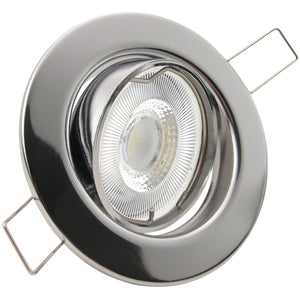 LED Einbaustrahler 230V Set Decora GU10 7W CRI 95+ Chrom glänzend, rund, geschwenkt 