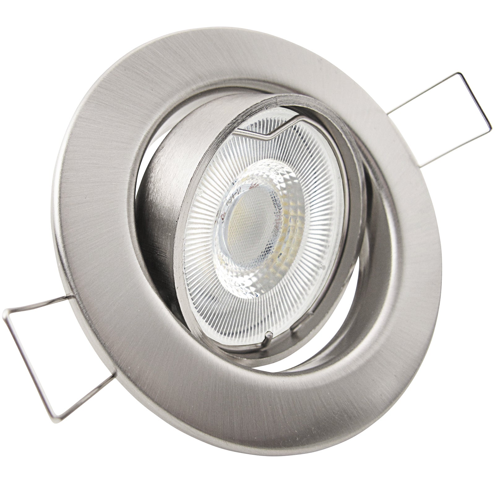 LED Einbaustrahler 230V Set Decora GU10 7W CRI 95+ Edelstahl gebürstet, rund, geschwenkt