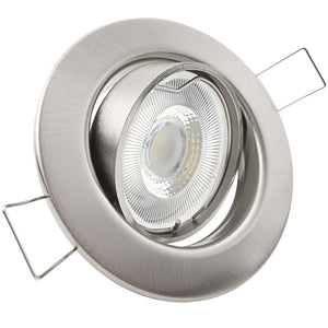 LED Einbaustrahler 230V Set Decora GU10 7W CRI 95+ Edelstahl gebürstet, rund, geschwenkt