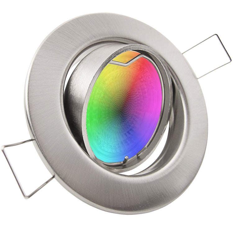 LED Einbaustrahler 230V Decora GU10 Smart 4,7W RGBW - Edelstahl Optik gebürstet rund schwenkbar 