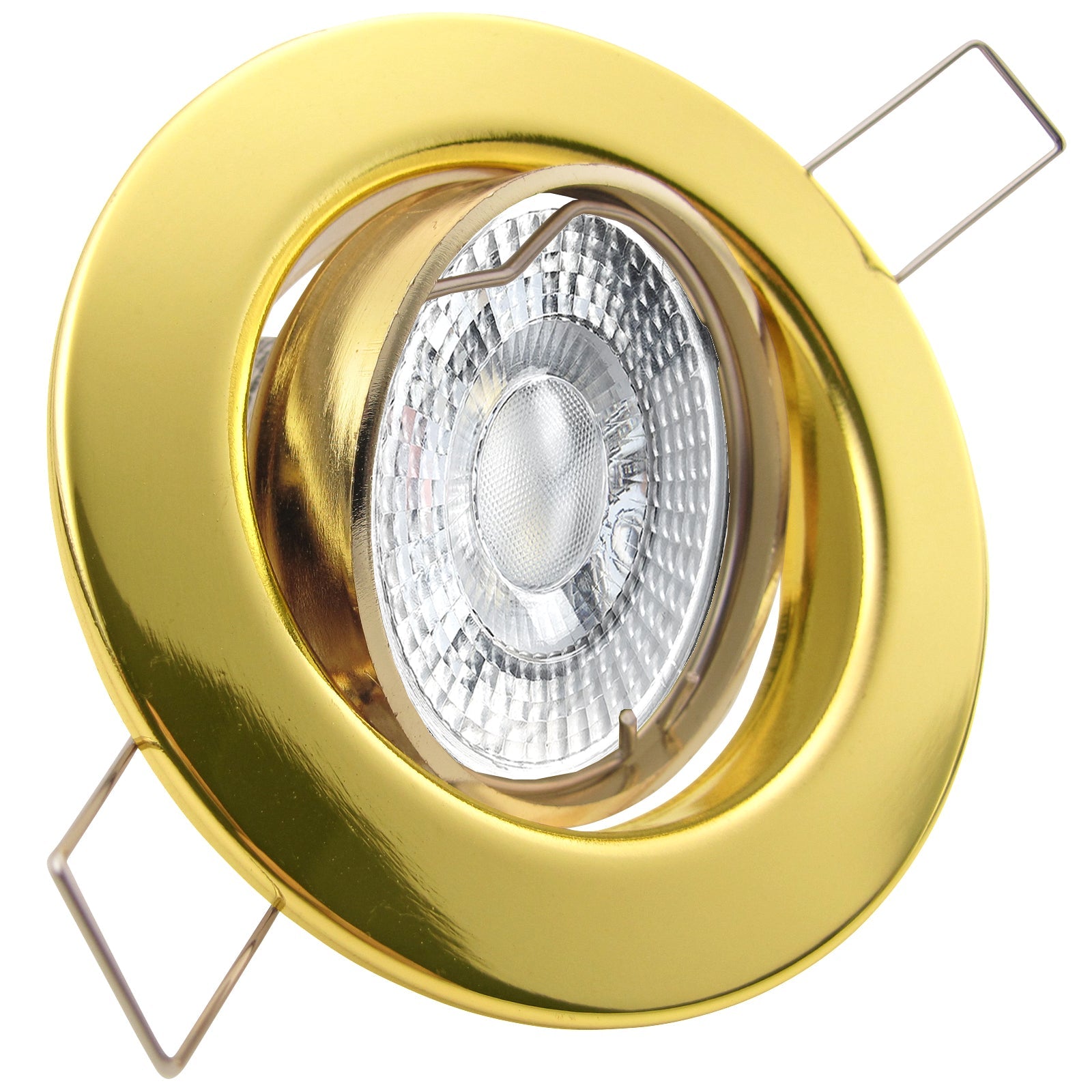 LED Einbaustrahler 230V Decora mit GU10 7W stufenlos dimmbar - Gold / Messing rund schwenkbar 