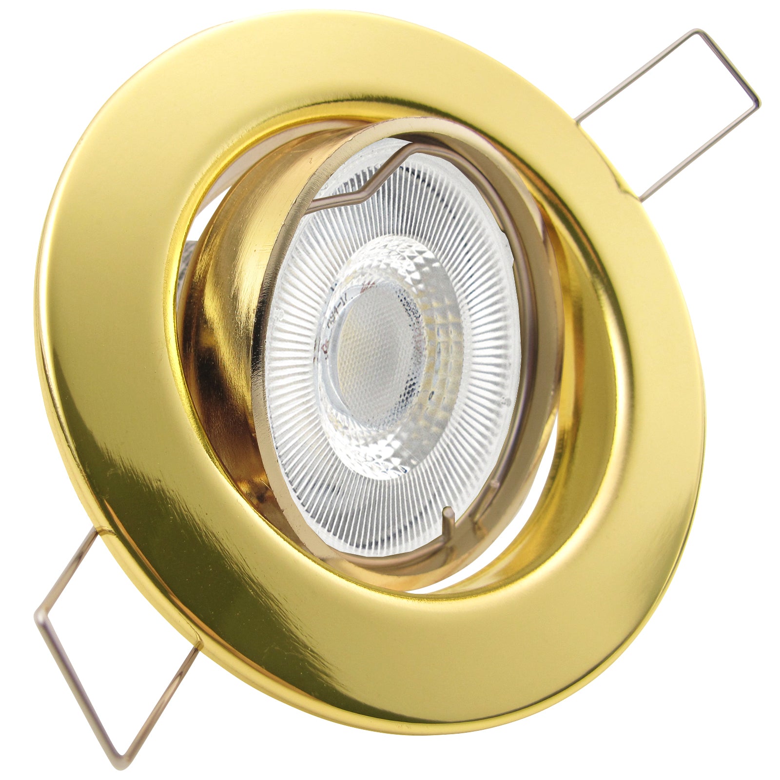 LED Einbaustrahler 230V Set Decora GU10 7W CRI 95+ Gold Messing, rund, geschwenkt