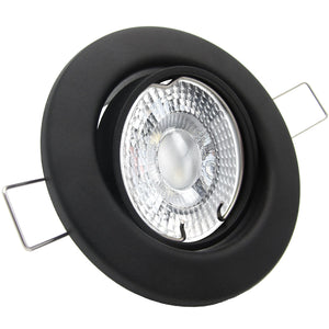 LED Einbaustrahler 230V Decora mit GU10 7W stufenlos dimmbar - Schwarz matt rund schwenkbar 