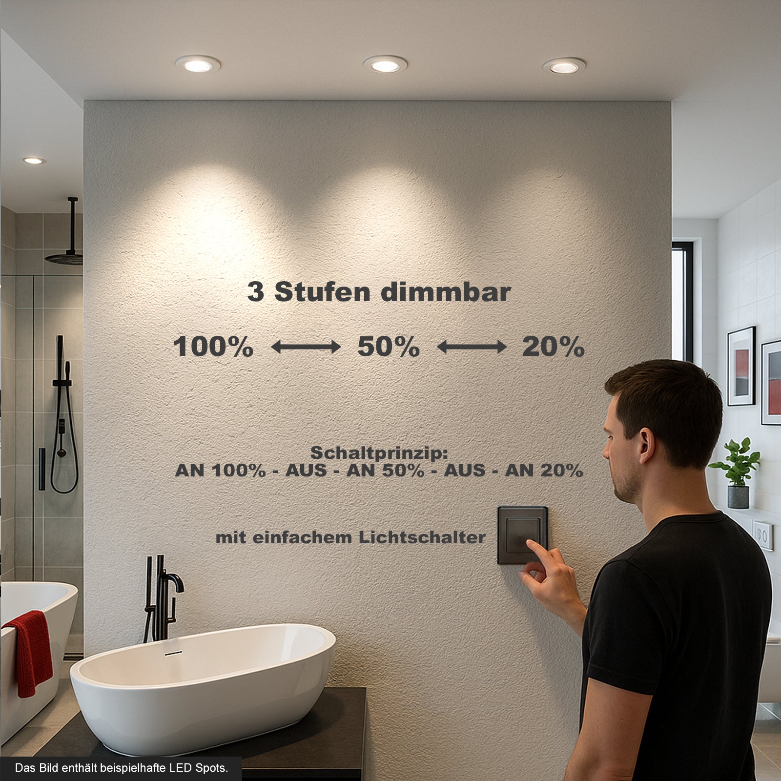 Anwendungsbeispiel für LED 3-Stufen dimmbar