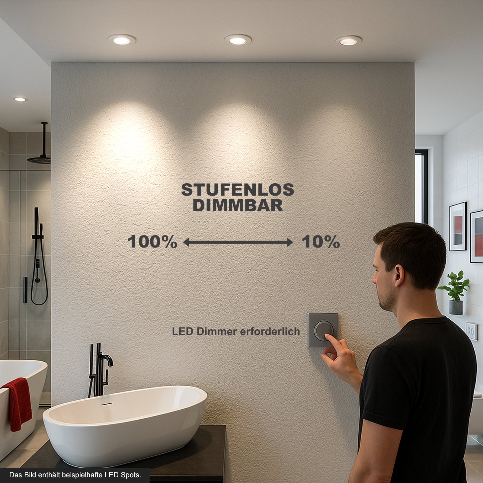 Anwendungsbeispiel IP44 IP65 Einbaustrahler stufenlos dimmbar über Schalter