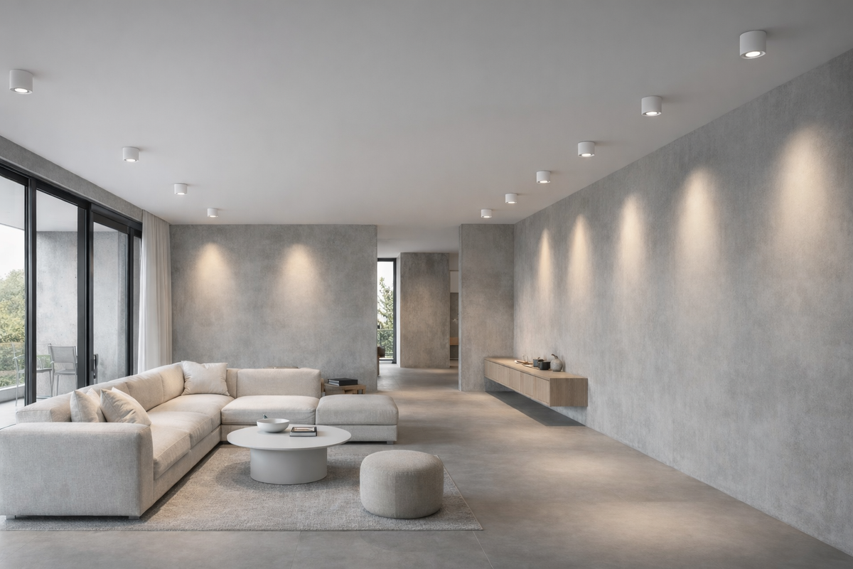 LED Aufbaustrahler im Wohnzimmer