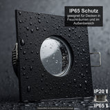 Einbaustrahler IP65 V2 Schwarz eckig ohne Leuchtmittel mit Wassereffekt
