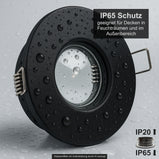 Einbaustrahler IP65 V2 Schwarz rund ohne Leuchtmittel mit Wassereffekt