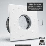 Einbaustrahler IP65 V2 Weiß eckig ohne Leuchtmittel mit Wassereffekt