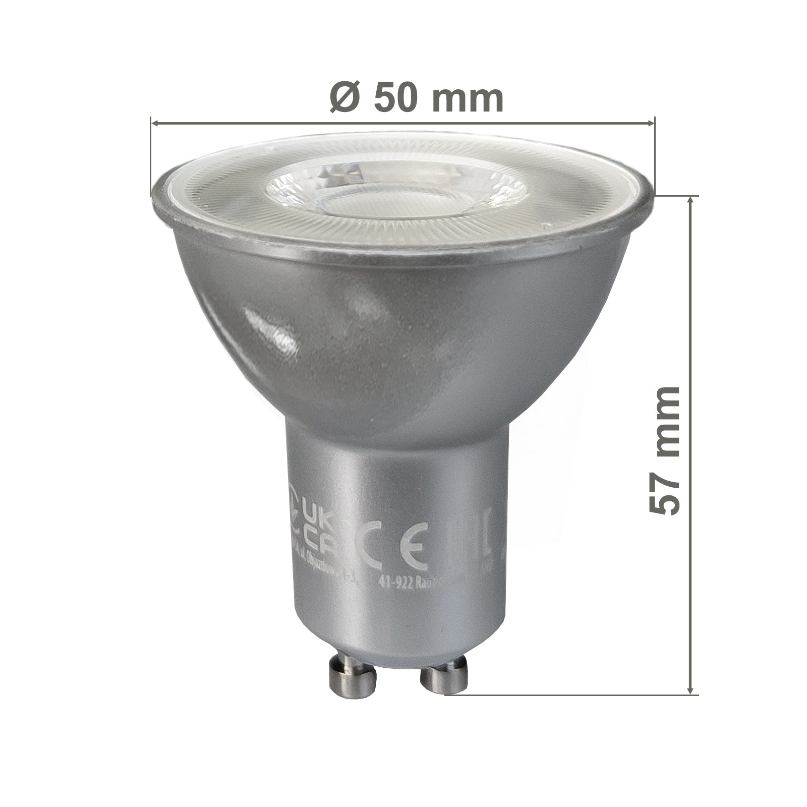 LED Leuchtmittel 7W CRI-95 dimmbar 230V MR16 GU10 mit Abmessungen