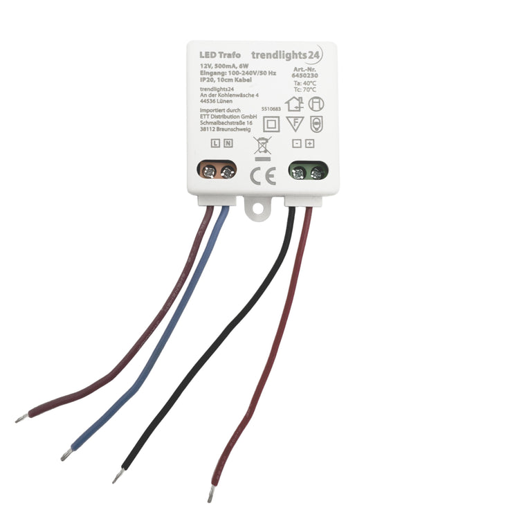 LED Trafo 12V DC Transformator Konverter 6W 40x40x20mm