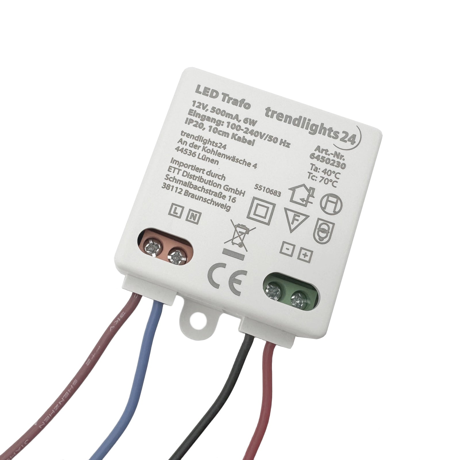 LED Trafo 12V DC Transformator Konverter 6W 40x40x20mm