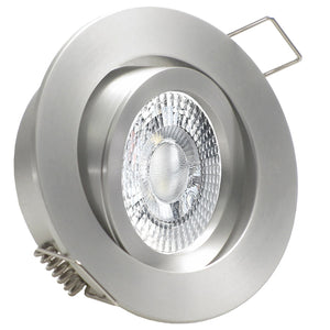 LED Einbaustrahler 230V Lucido mit GU10 7W stufenlos dimmbar - Silber Alu rund schwenkbar 
