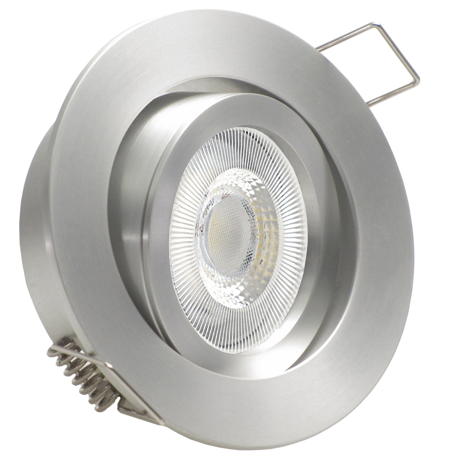 LED Einbaustrahler 230V Set Lucido GU10 7W CRI 95+ Silber Alu gebürstet, rund, geschwenkt