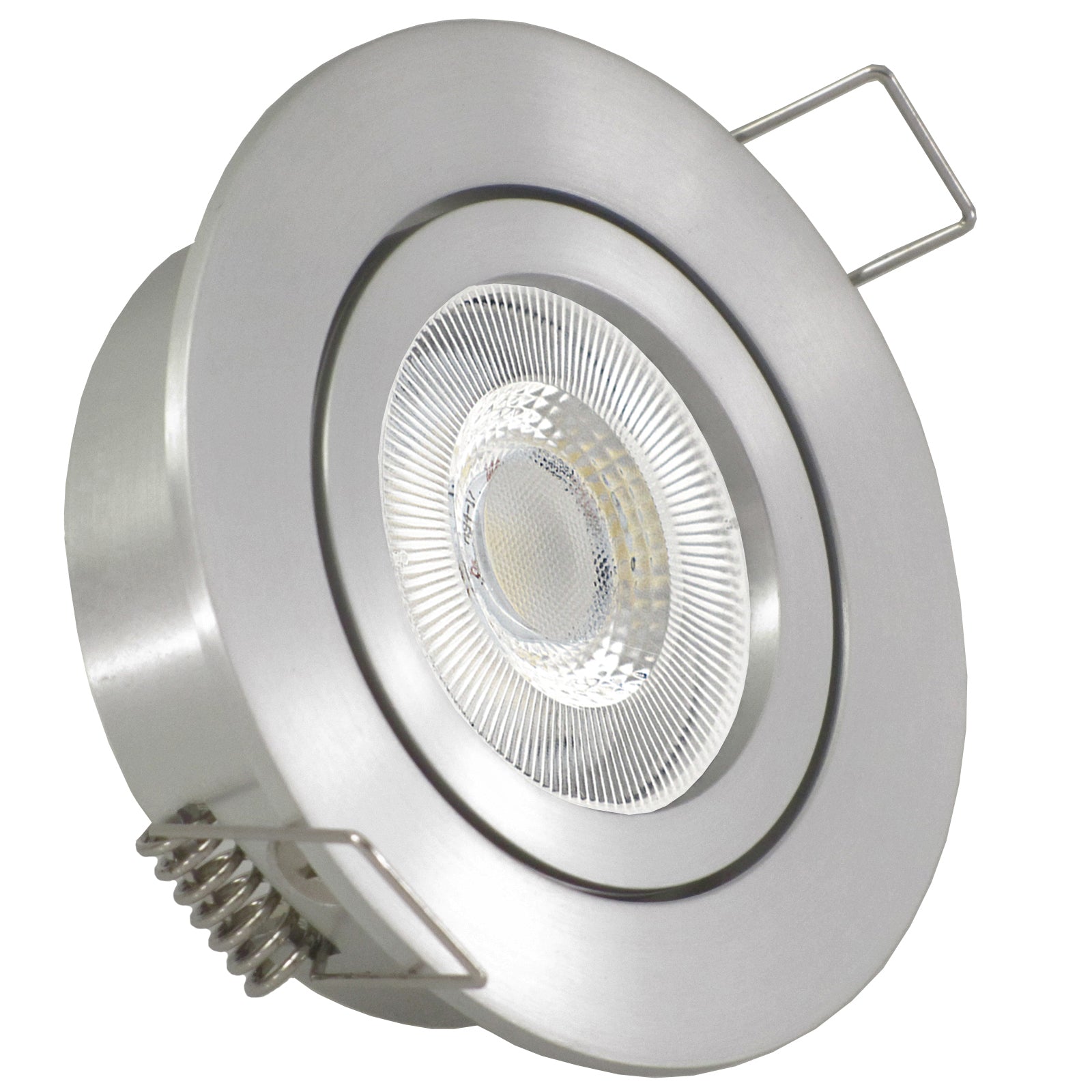 LED Einbaustrahler 230V Set Lucido GU10 7W CRI 95+ Silber Alu gebürstet, rund, nicht geschwenkt
