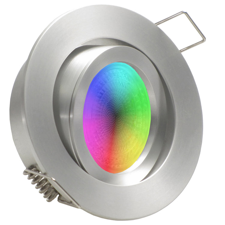 LED Einbaustrahler 230V Lucido GU10 Smart 4,7W RGBW - Silber Alu rund schwenkbar 