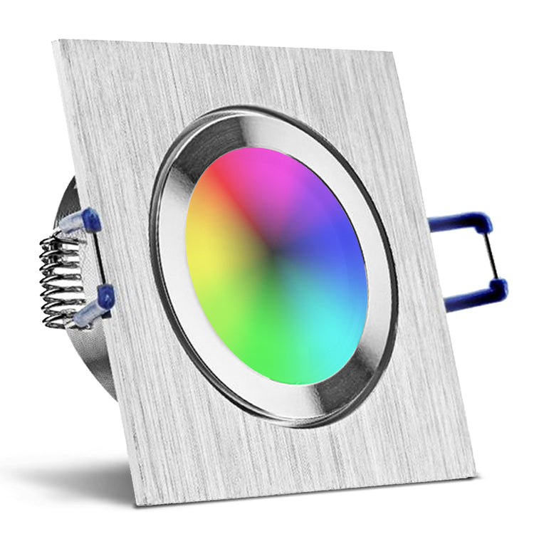 Einbaurahmen Mare IP44 Alu gebürstet eckig mit Leuchtmittel RGB