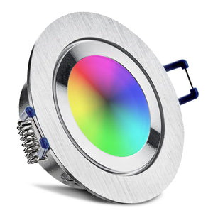 Einbaurahmen Mare IP44 Alu gebürstet rund mit Leuchtmittel RGB