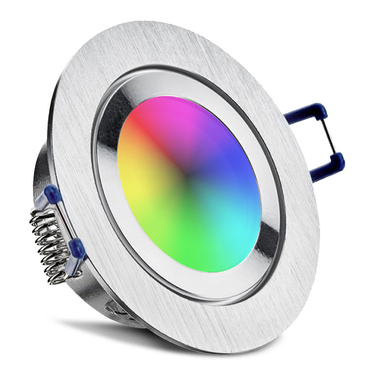 Einbaurahmen Mare IP44 Alu gebürstet rund mit Leuchtmittel RGB