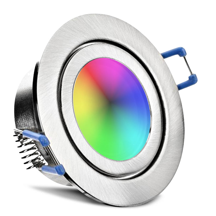 Einbaurahmen Mare IP44 Edelstahl gebürstet rund mit Leuchtmittel RGB