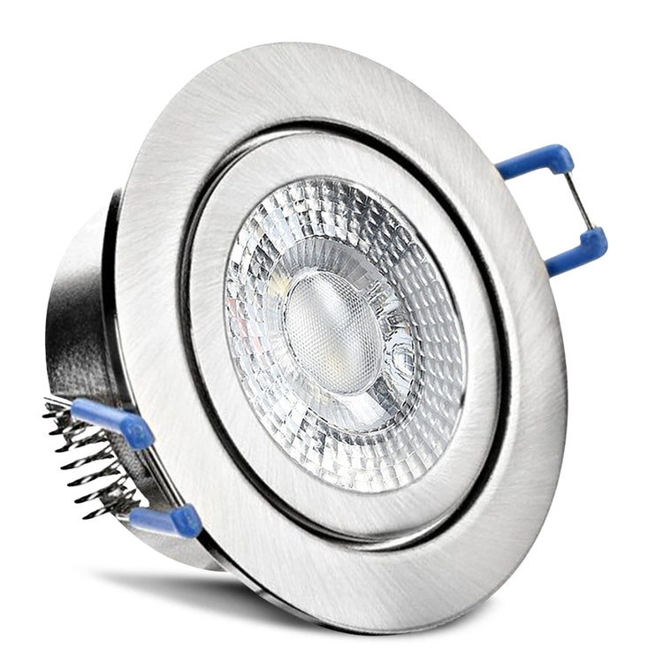 Einbaurahmen Mare IP44 Edelstahl gebürstet rund mit Leuchtmittel Linse