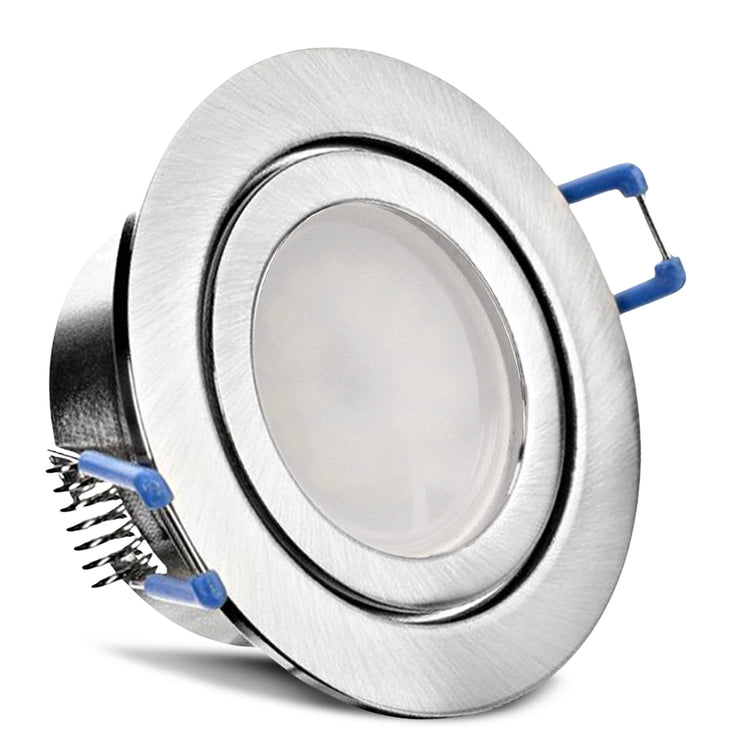 Einbaurahmen Mare IP44 Edelstahl gebürstet rund mit Leuchtmittel Milchglas