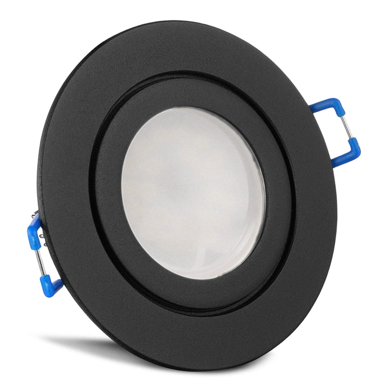 Einbaurahmen Mare IP44 Schwarz rund mit Leuchtmittel Milchglas