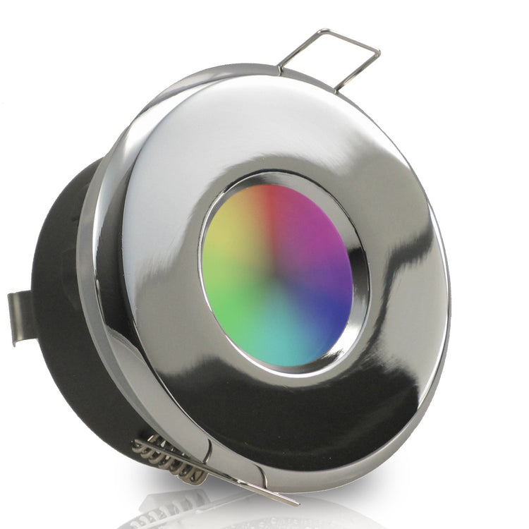 LED Bad Einbaustrahler 230V Merano IP65 GU10 Smart 4,7W RGBW - Chrom glänzend rund
