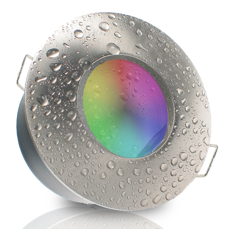 LED Bad Einbaustrahler 230V Nautic IP65 GU10 Smart 4,7W RGBW - Edelstahl Optik gebürstet rund