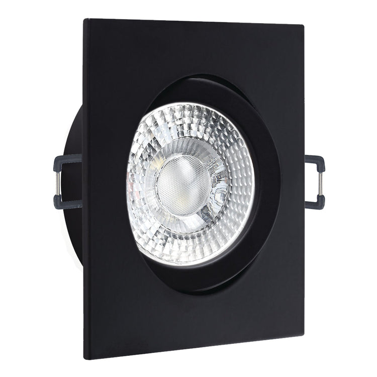 LED Einbaustrahler 230V Nero mit GU10 7W stufenlos dimmbar - Schwarz eckig schwenkbar 