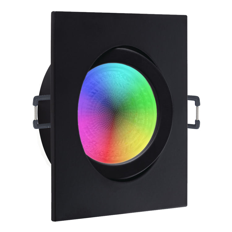 LED Einbaustrahler 230V Nero GU10 Smart 4,7W RGBW - Schwarz eckig schwenkbar 
